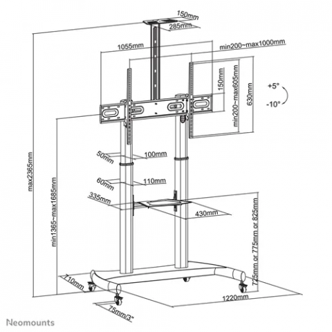 Stand podea mobil NM 60"-100" 100kg ng [2]