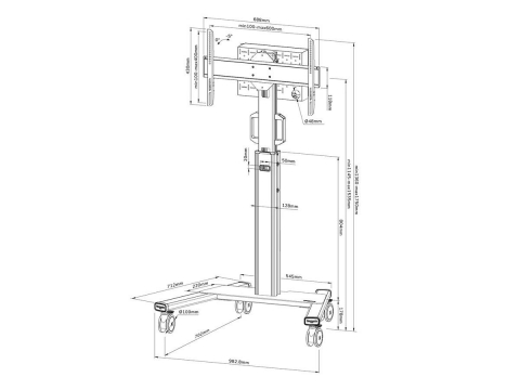 Stand podea mobil NM MUp 37-75" 70kg alb [1]