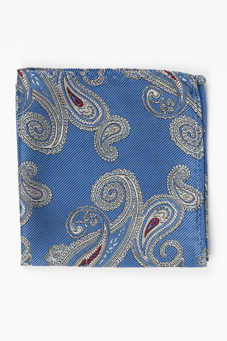 Batista matase naturala albastra cu paisley gri si bleu [2]