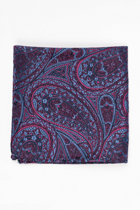 Batista matase naturala bleumarin cu imprimeu bleu si roz [2]