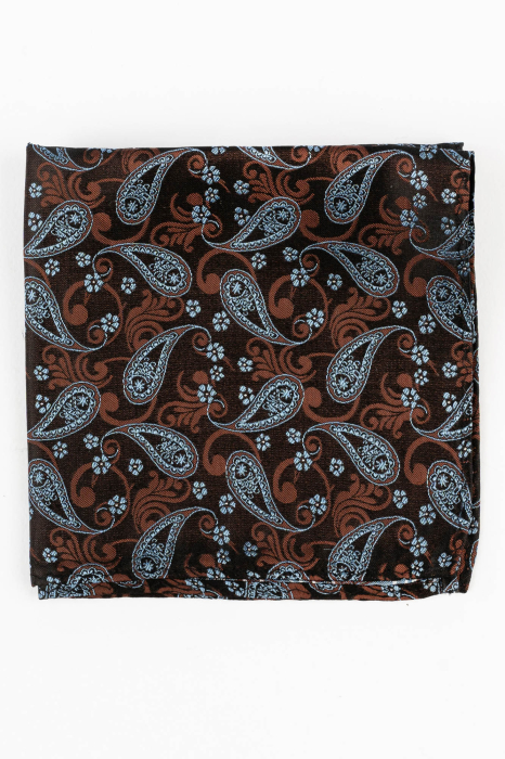 Batista matase naturala maro cu paisley bleu [2]