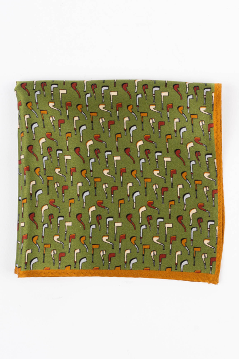 Batista matase naturala verde cu imprimeu maro [2]