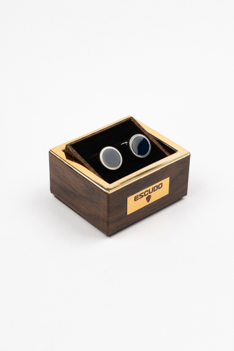 Butoni argintii cu insertie bleumarin [3]