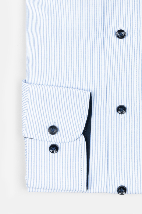 Camas slim fit XS alba cu dungi albastre [2]