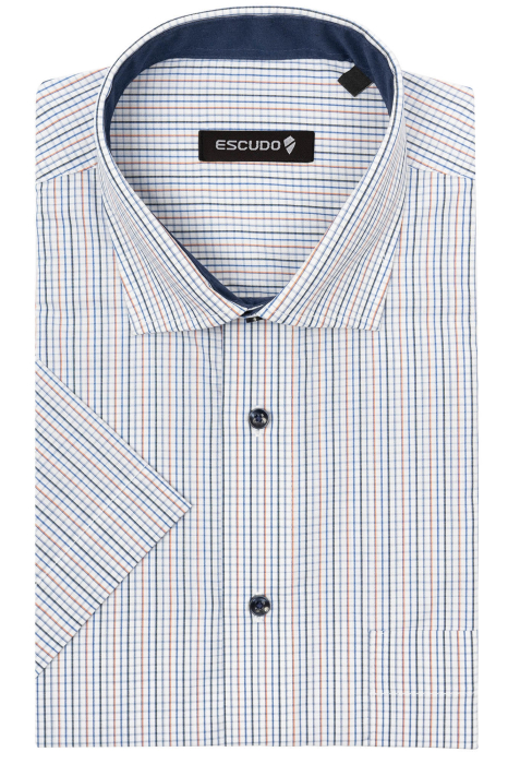 Camasa 2XL-4XL alba regular cu maneca scurta cu carouri [2]