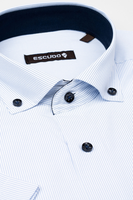 Camasa 2XL regular alba cu dungi maneca scurta  [2]