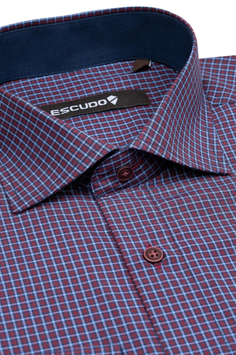 Camasa 2XL regular cu carouri visinii si albastre [2]