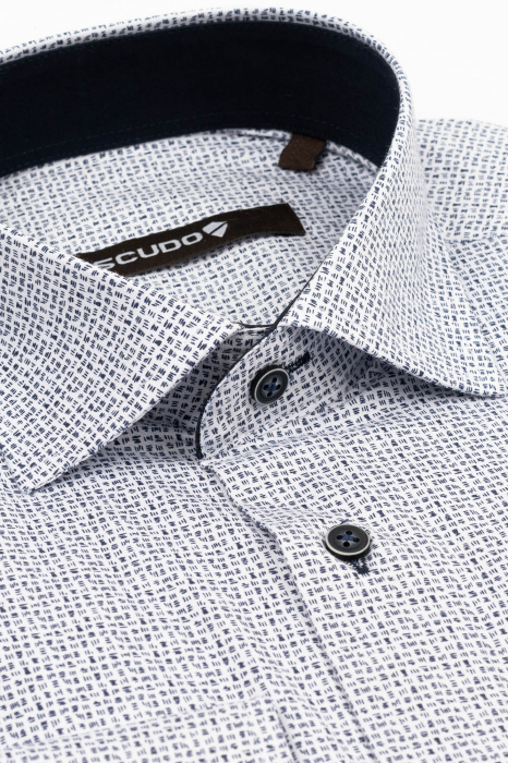 Camasa alba barbati slim fit cu imprimeuri bleumarin [3]
