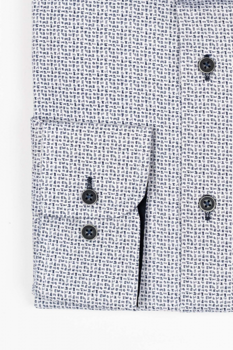 Camasa alba barbati slim fit cu imprimeuri bleumarin [2]