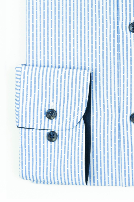 Camasa alba cu dungi albastre slim fit [3]