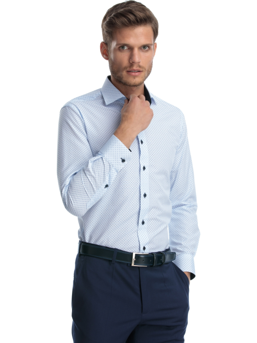 Camasa alba cu imprimeuri albastre [2]