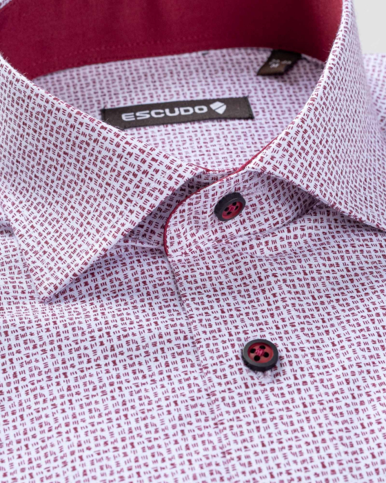 Camasa alba cu imprimeuri bordo slim fit [4]