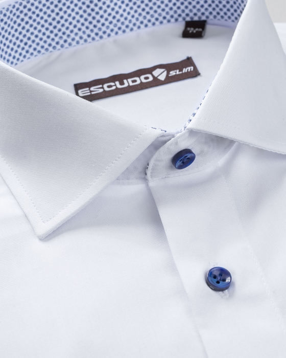 Camasa alba cu insertii bleumarin slim fit [3]