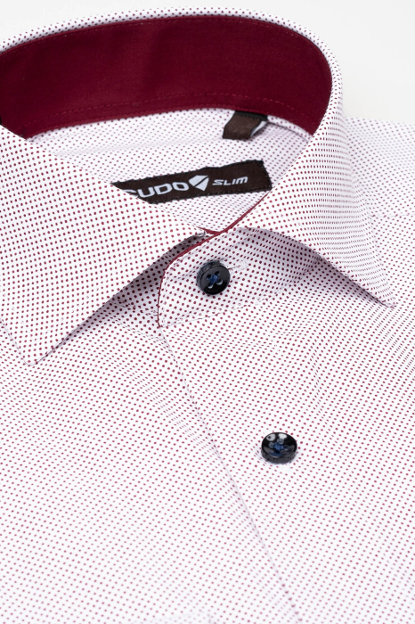 Camasa alba cu picouri visinii slim fit XS [2]