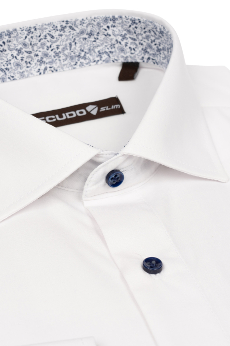 Camasa alba slim cu nasturi in contrast TALL [3]