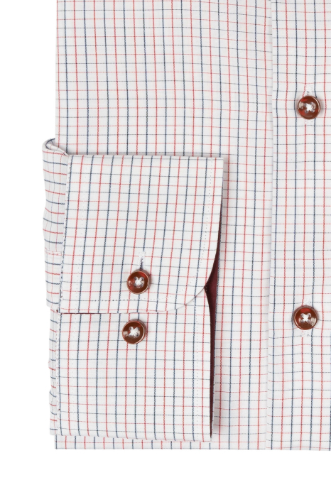 Camasa alba regular cu carouri in combinatie de rosu si negru [3]