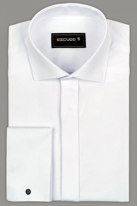 Camasa alba slim cu mansete pentru butoni si nasturi ascunsi - 2XL [1]