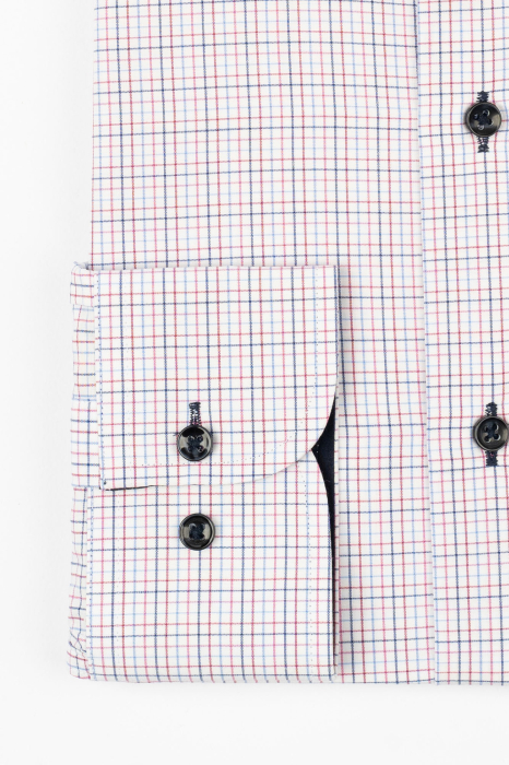 Camasa alba slim fit cu carouri bleumarin si rosii [3]