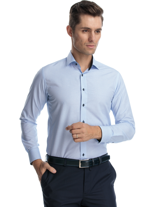 Camasa alba slim fit cu romburi bleumarin [2]