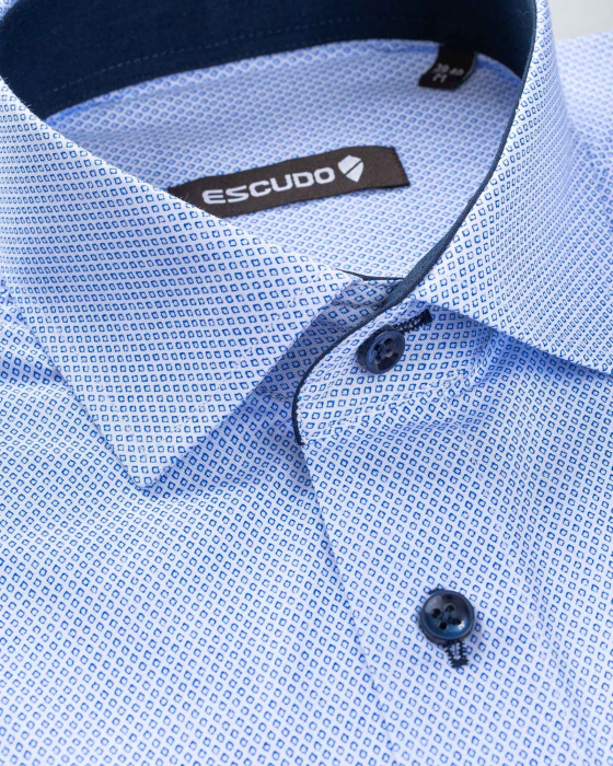 Camasa alba slim fit cu romburi bleumarin [4]