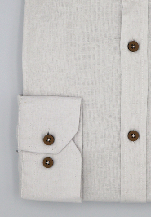 Camasa alba slim fit din in cu guler tunica pentru barbati [4]