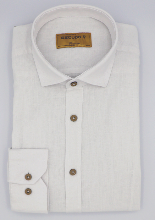 Camasa alba slim fit din in pentru barbati 2XL [3]