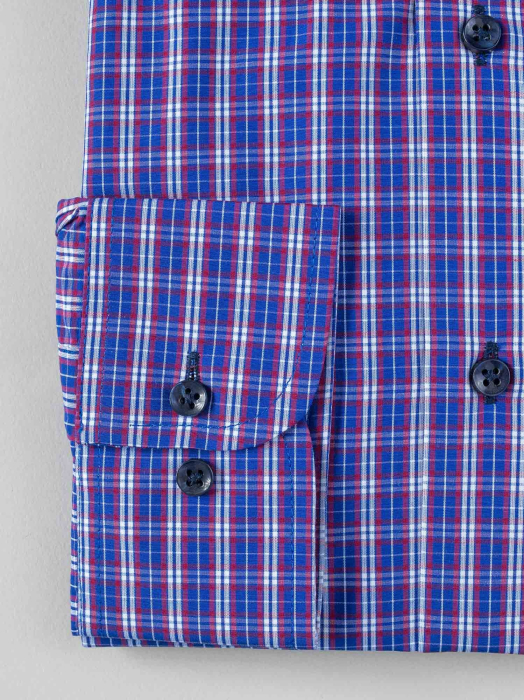 Camasa albastra cu carouri bordo regular fit [3]