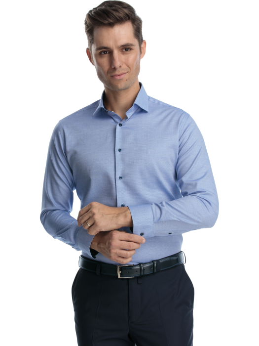 Camasa albastra model in tesatura slim fit [2]