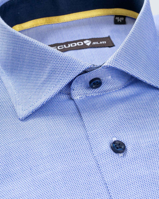 Camasa albastra model in tesatura slim fit [4]