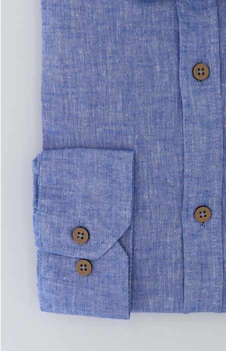 Camasa albastra slim fit din in pentru barbati  2XL [2]