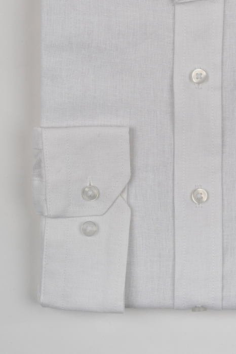 Camasa barbati alba slim fit din in cu guler tunica PREMIUM [3]