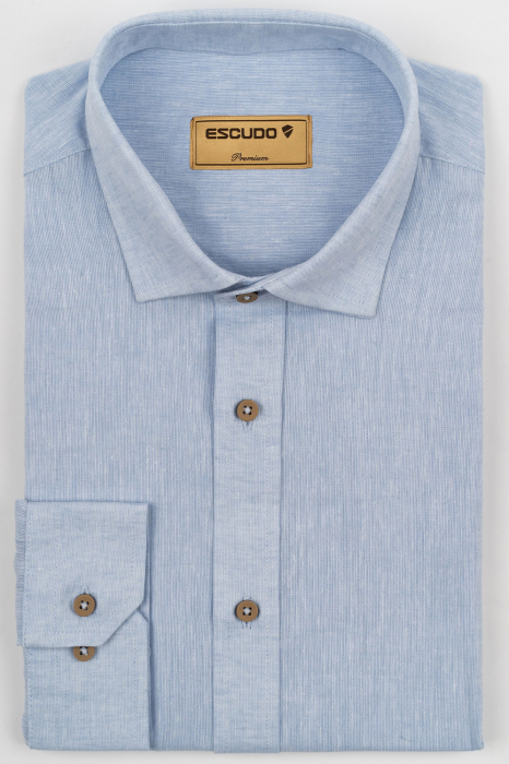 Camasa barbati bleu slim fit din in PREMIUM [3]
