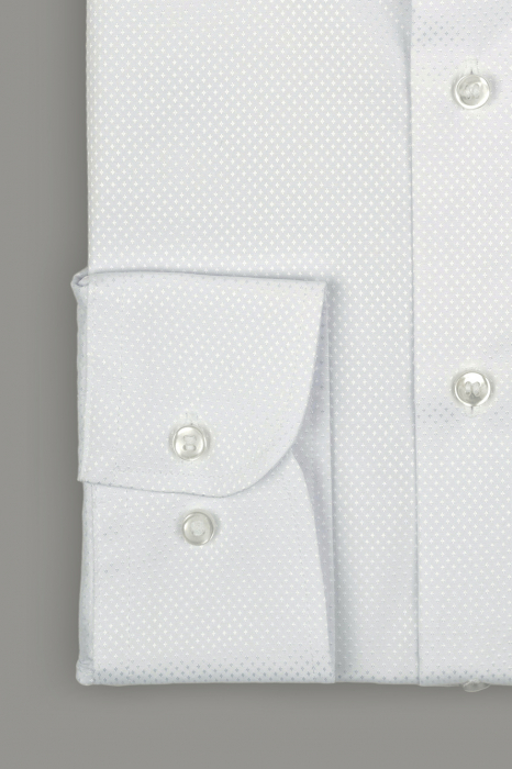 Camasa barbati alba slim fit cu model in tesatura [2]