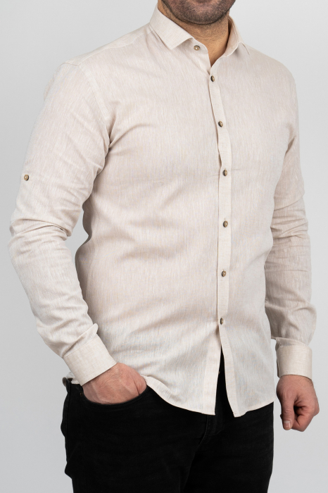 Camasa barbati regular fit bej din in PREMIUM [2]