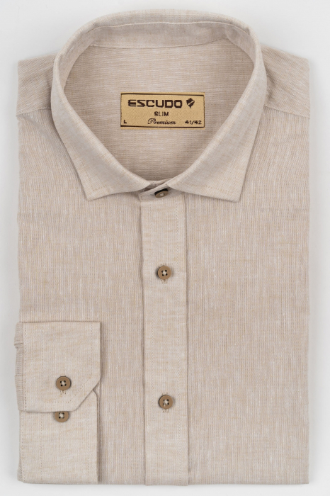 Camasa barbati regular fit bej din in PREMIUM [3]