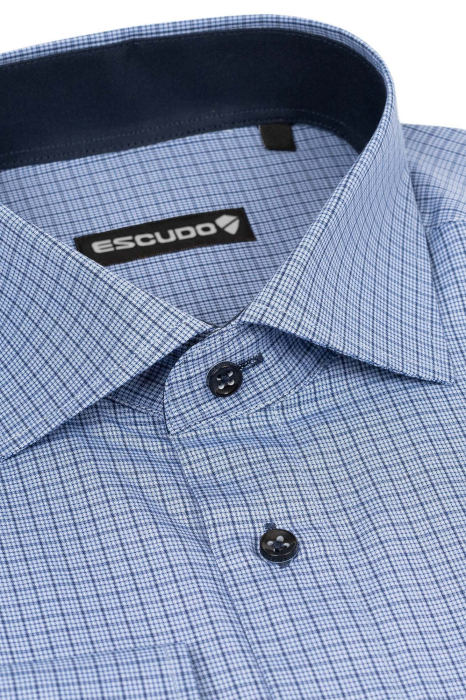 Camasa barbati albastra cu carouri regular [3]