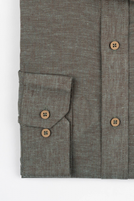 Camasa barbati kaki slim fit din in cu guler tunica PREMIUM [3]