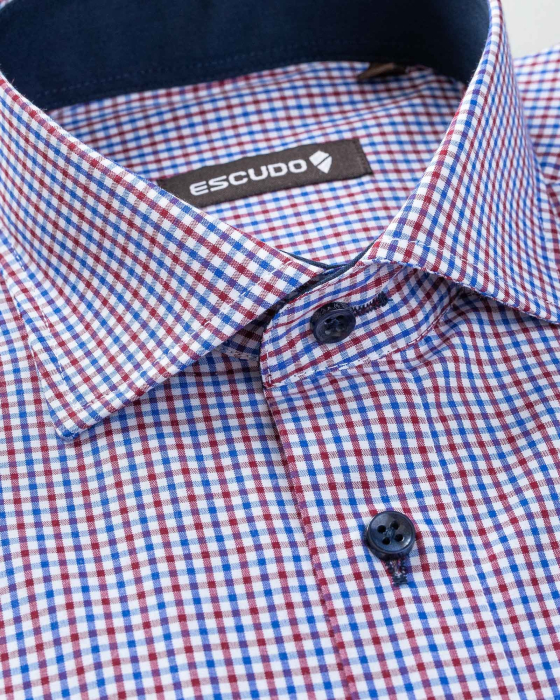 Camasa barbati casual cu carouri bordo [2]