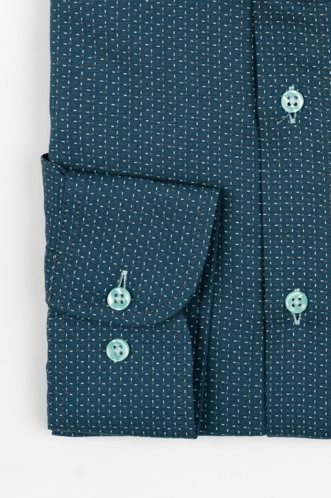 Camasa barbati inalti slim fit turcoaz cu imprimeu alb si gri  - TALL [2]