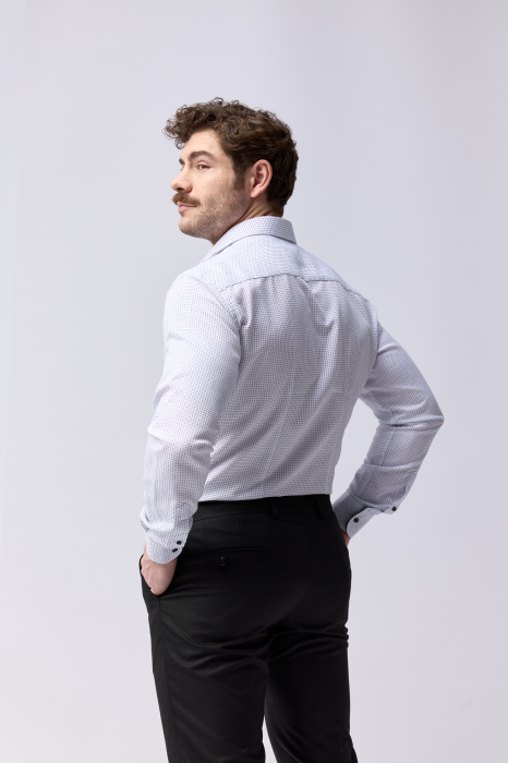 Camasa barbati inalti slim fit alba cu imprimeu bleumarin - TALL [3]