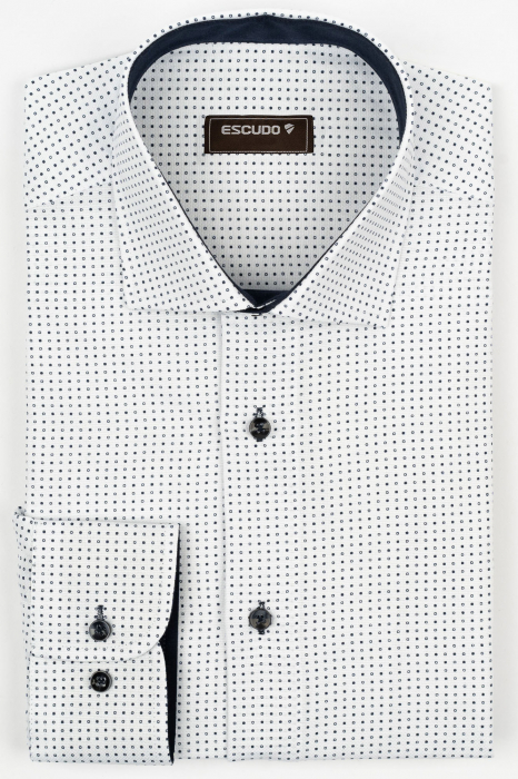 Camasa barbati inalti slim fit alba cu imprimeu bleumarin - TALL [1]