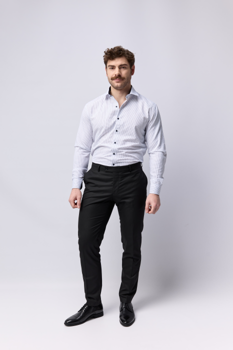 Camasa barbati inalti slim fit alba cu imprimeu bleumarin - TALL [5]