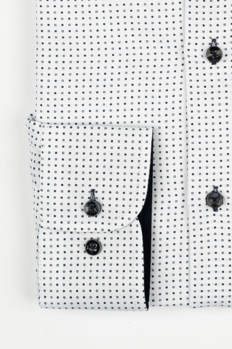 Camasa barbati inalti slim fit alba cu imprimeu bleumarin - TALL [2]
