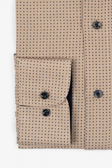 Camasa barbati inalti slim fit cappuccino cu imprimeu bleumarin - TALL [2]