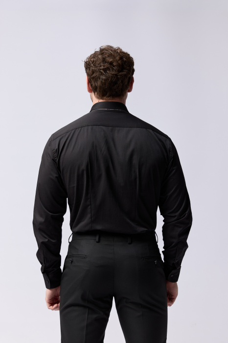 Camasa barbati inalti slim fit neagra CONFORT - TALL [5]