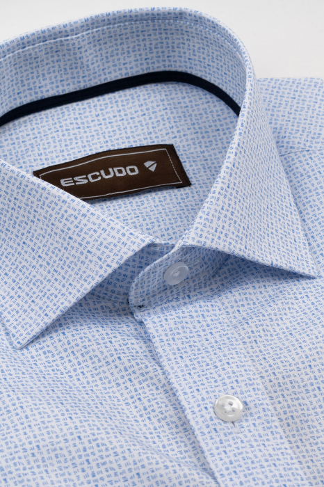 Camasa barbati inalti slim fit alba cu imprimeu albastru - TALL [3]
