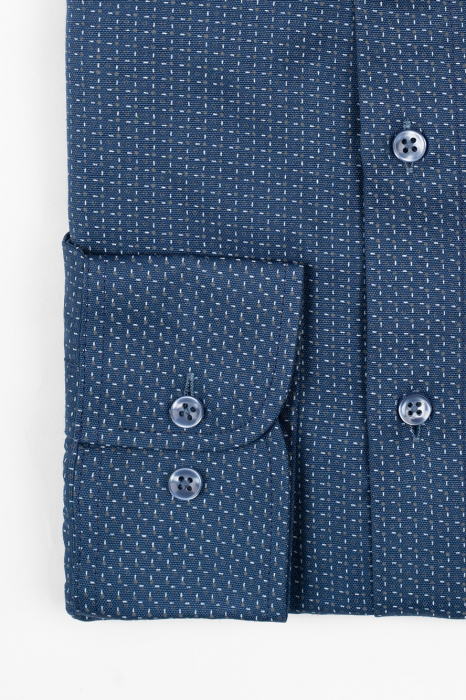 Camasa barbati inalti slim fit bleumarin  cu imprimeu alb si gri  - TALL [2]