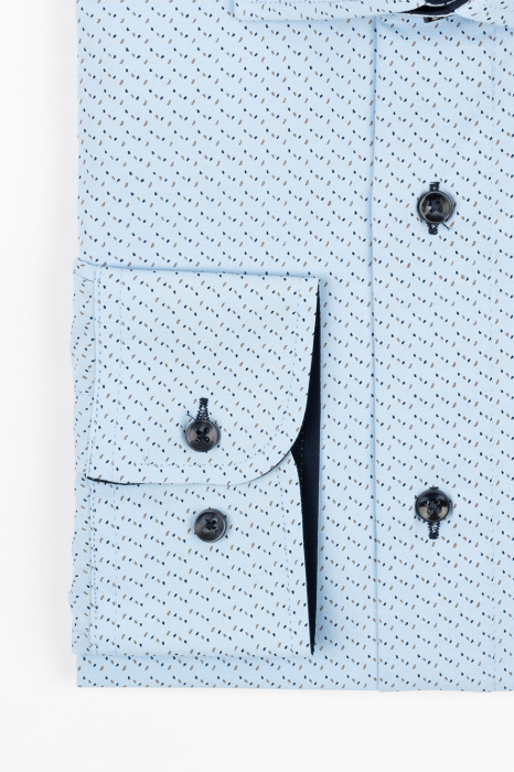 Camasa barbati regular fit bleu cu imprimeu  bleumarin si maro [2]