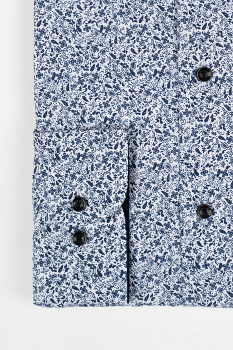 Camasa barbati slim fit alba cu imprimeu paisley bleumarin [2]