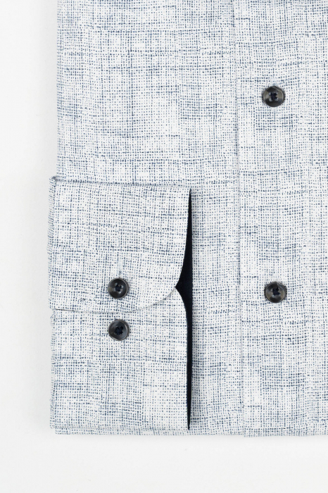 Camasa barbati regular fit alba cu imprimeu bleumarin [2]